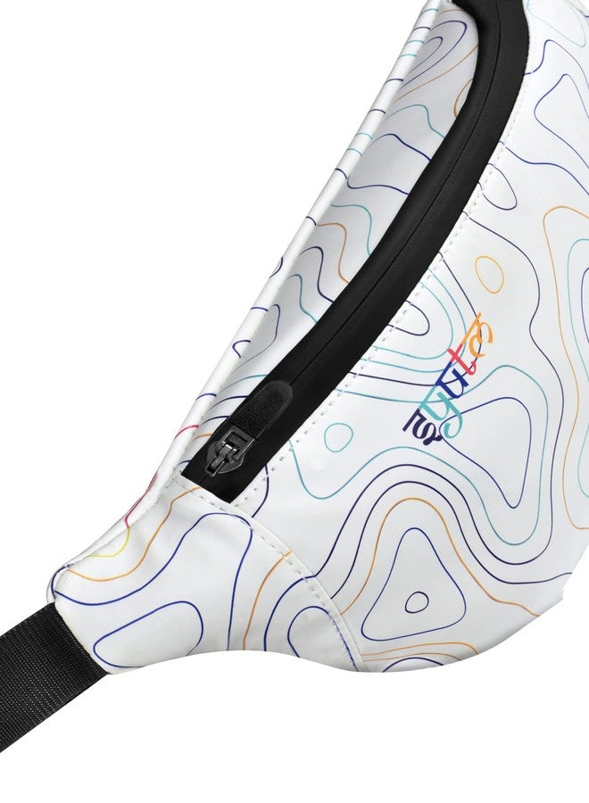 Syutm Unisex Premium Printed Leather Waist Pack Slinger Travel Handy Hiking PU Rubber Zip Pouch Elegant Style Document Money Phone Belt Sport Bag for Men and Women Adjustable Strap (Cryon Rainbow) - Image 2
